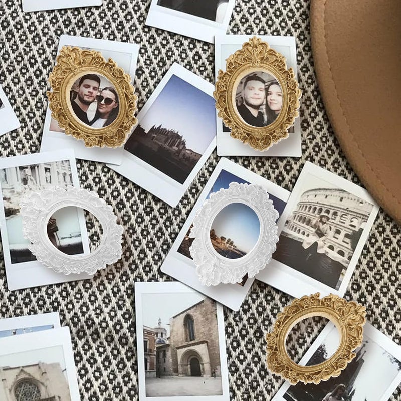 10pcs Vintage Resin Photo Frame Props Oval Gold and Cream Picture Frame DIY Craft Materials for Jewelry Display and Home Décor Accessories - Image 5