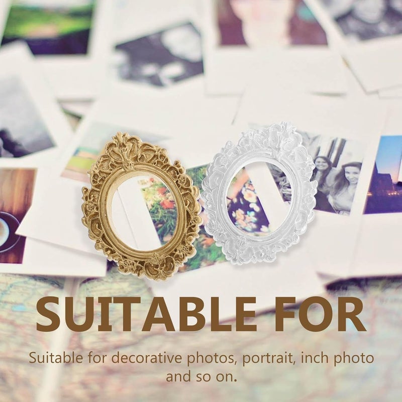 10pcs Vintage Resin Photo Frame Props Oval Gold and Cream Picture Frame DIY Craft Materials for Jewelry Display and Home Décor Accessories - Image 3