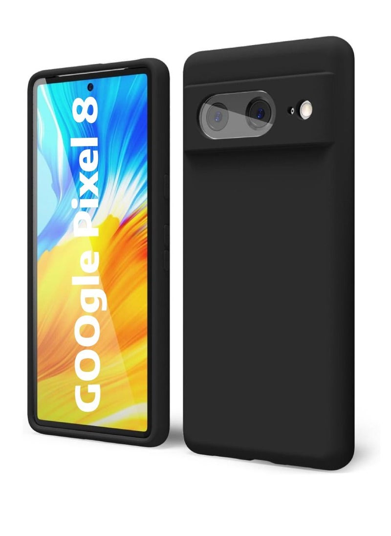 ZOOMEE - Protective Shockproof Soft Liquid Silicone Smooth Thin Slim Case Cover For Google Pixel 8 Black - Image 1