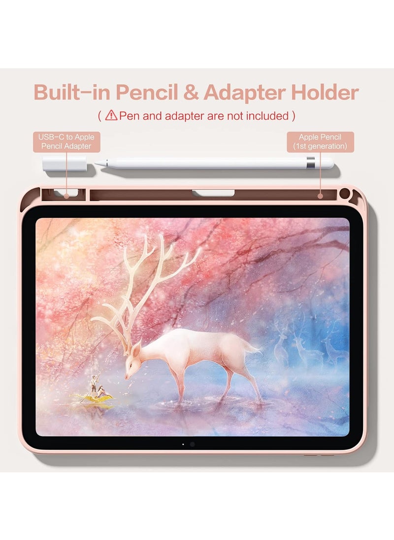 Generic - Case for iPad 10th Generation 2022 10.9 Inch with Pen Holder, Shockproof Smart Case Cover with Transparent Back Shell Protective Case Compatible with iPad 10th Gen(Pink) - Image 1