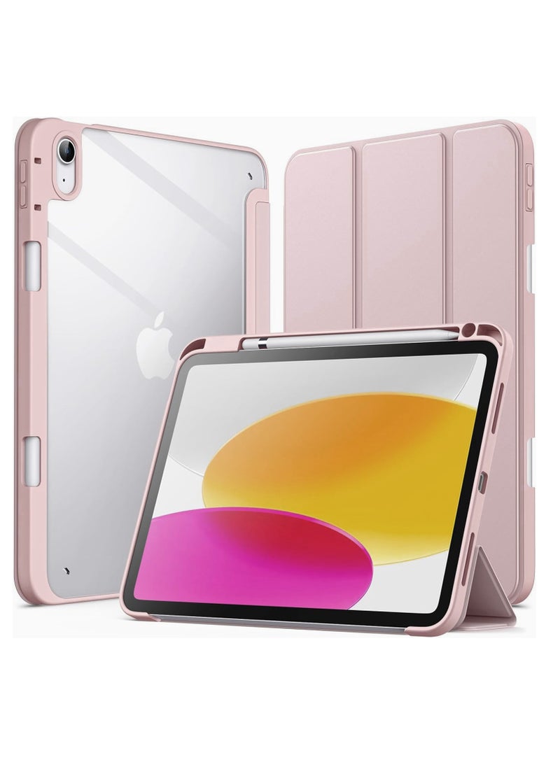 Generic Case for iPad 10th Generation 2022 10.9 Inch with Pen Holder, Shockproof Smart Case Cover with Transparent Back Shell Protective Case Compatible with iPad 10th Gen(Pink)  - Image 1