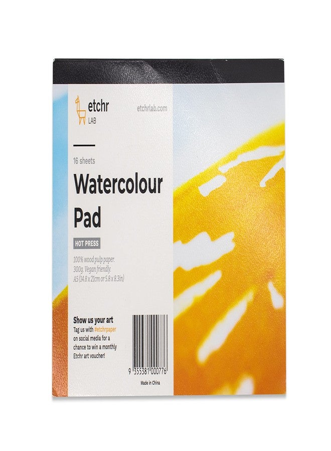 ETCHR Wood Pulp Watercolor Pad A5 Hot Press - 16 Pages - Student Grade - Watercolor Paper Block - Image 1