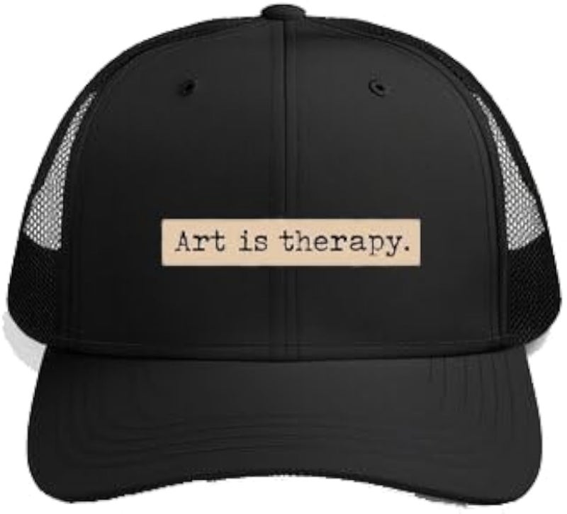 Art is therapy Plain unisex baseball cap Black