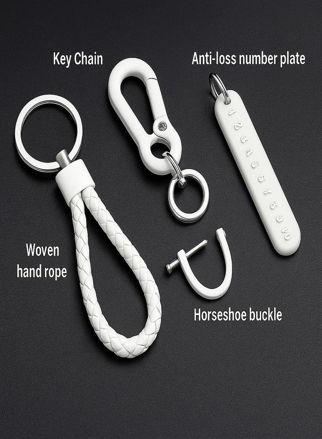 Rich beauty Keychain Anti-Lost Metal Key-chain with Number Card | Braided Rope & Quick Link Safety Chain | Key Ring Hook Rigging Tool for Men & Women (Key-chain with Number White) - Image 3