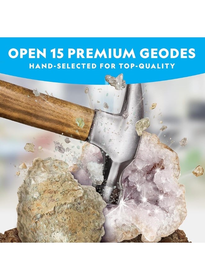 NATIONAL GEOGRAPHIC NATIONAL GEOGRAPHIC Break Open 15 Premium Geodes - with Goggles, Detailed Learning Guide, 3 Display Stands, Great STEM Science Toy & Educational Gift  - Image 2