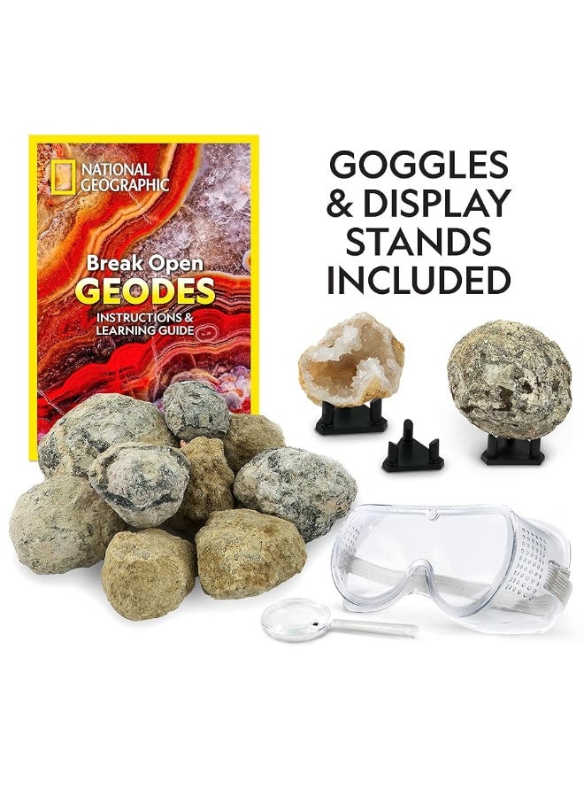 NATIONAL GEOGRAPHIC NATIONAL GEOGRAPHIC Break Open 15 Premium Geodes - with Goggles, Detailed Learning Guide, 3 Display Stands, Great STEM Science Toy & Educational Gift  - Image 4