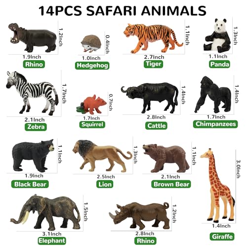 Toymany 14PCS 1-2" Tiny Jungle Animal Figures Toy, Realistic Mini Jungle Zoo Animal Figurines Cake Topper Toy Set, Easter Egg Christmas Birthday Gift Party Favor School Project for Kids Toddlers - Image 5