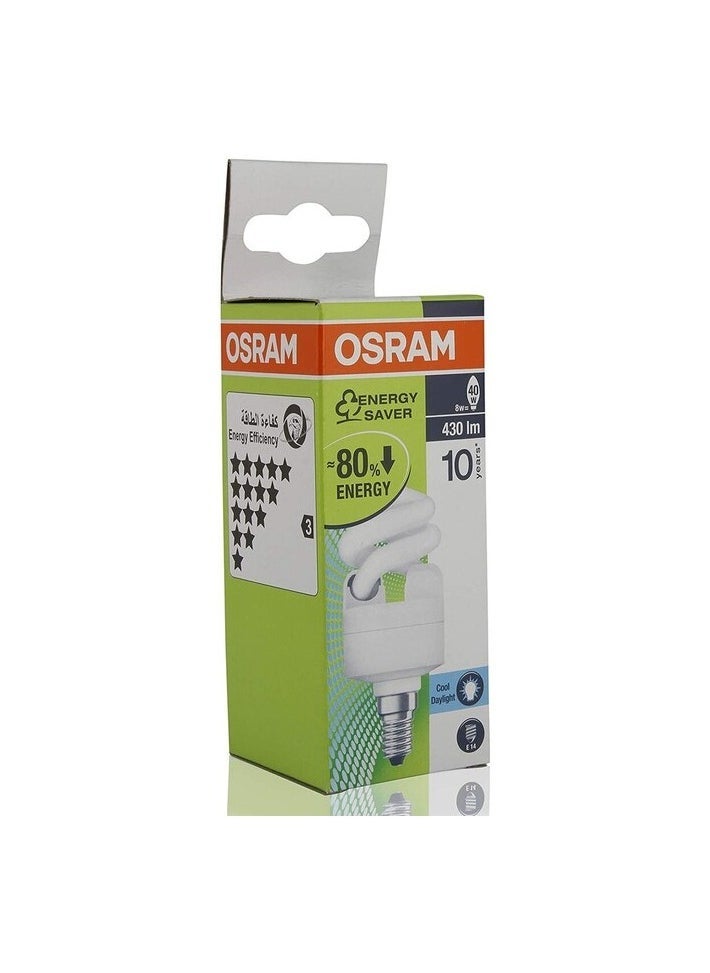 Osram Osram Dulux Mini Twist 8W Cool Daylight Energy Saver Bulb Spiral E14 Base  - Image 1