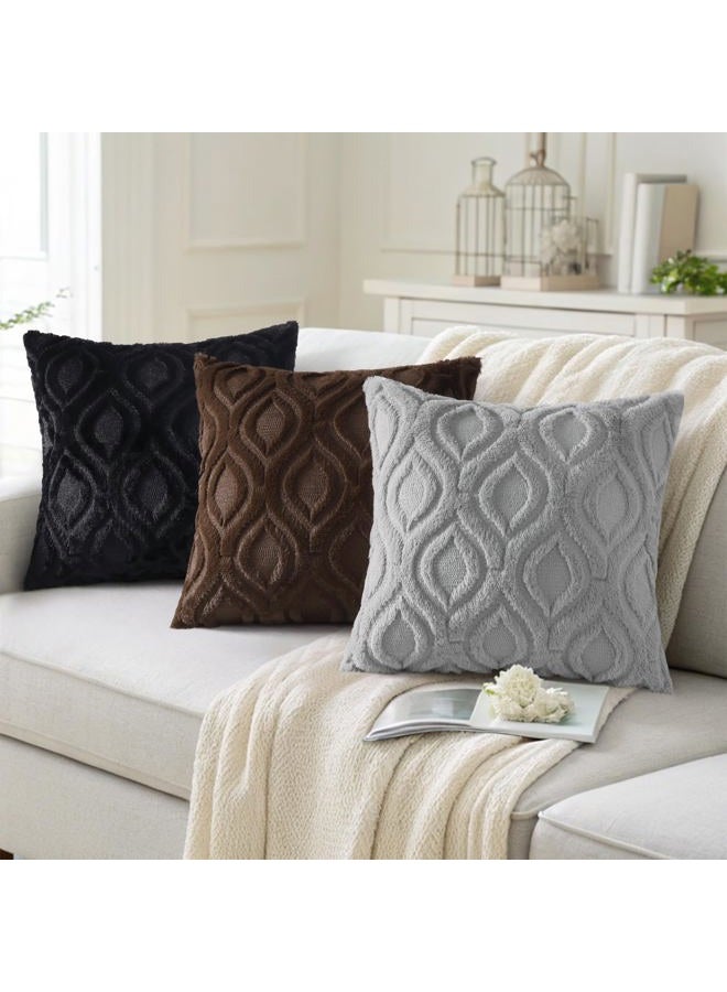 decorUhome Throw Pillow Covers 20x20 Inch Set of 2, Soft Plush Faux Wool Brown Couch Pillow Covers, Spring Solid Dyed Accent Pillow Cases for Sofa Bed Living Room Home Decor - Image 4