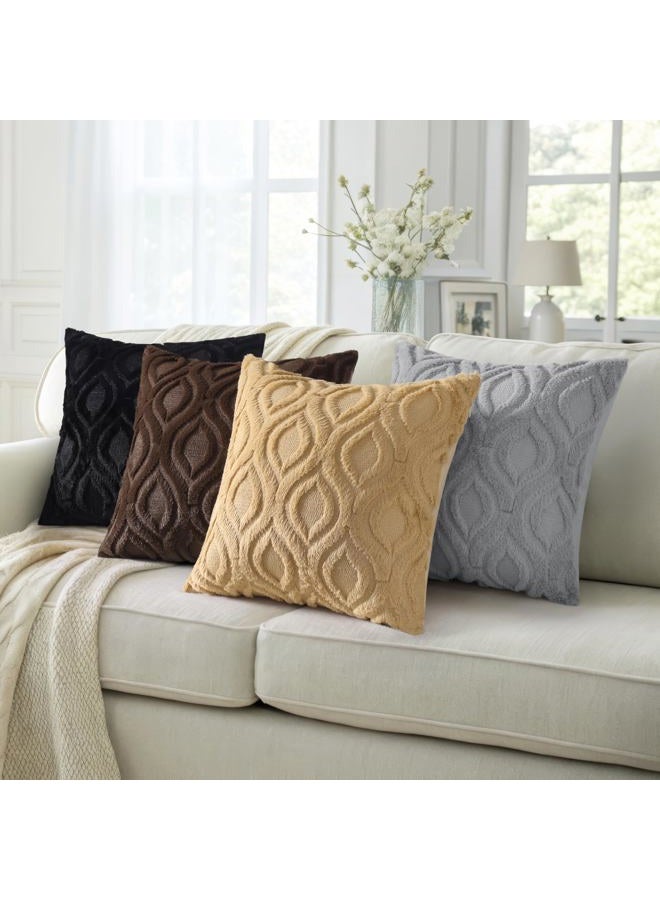 decorUhome Throw Pillow Covers 20x20 Inch Set of 2, Soft Plush Faux Wool Brown Couch Pillow Covers, Spring Solid Dyed Accent Pillow Cases for Sofa Bed Living Room Home Decor - Image 5