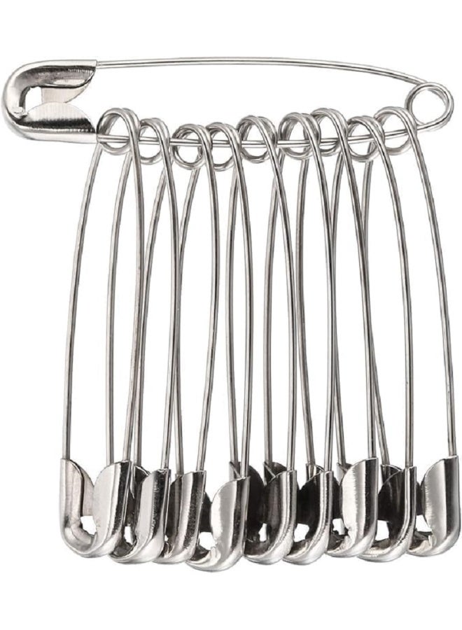 100 Pieces Heavy Duty Stainless Steel Safety Pins for Blankets, Skirts, Large Metal Crafts - Silver - Image 1
