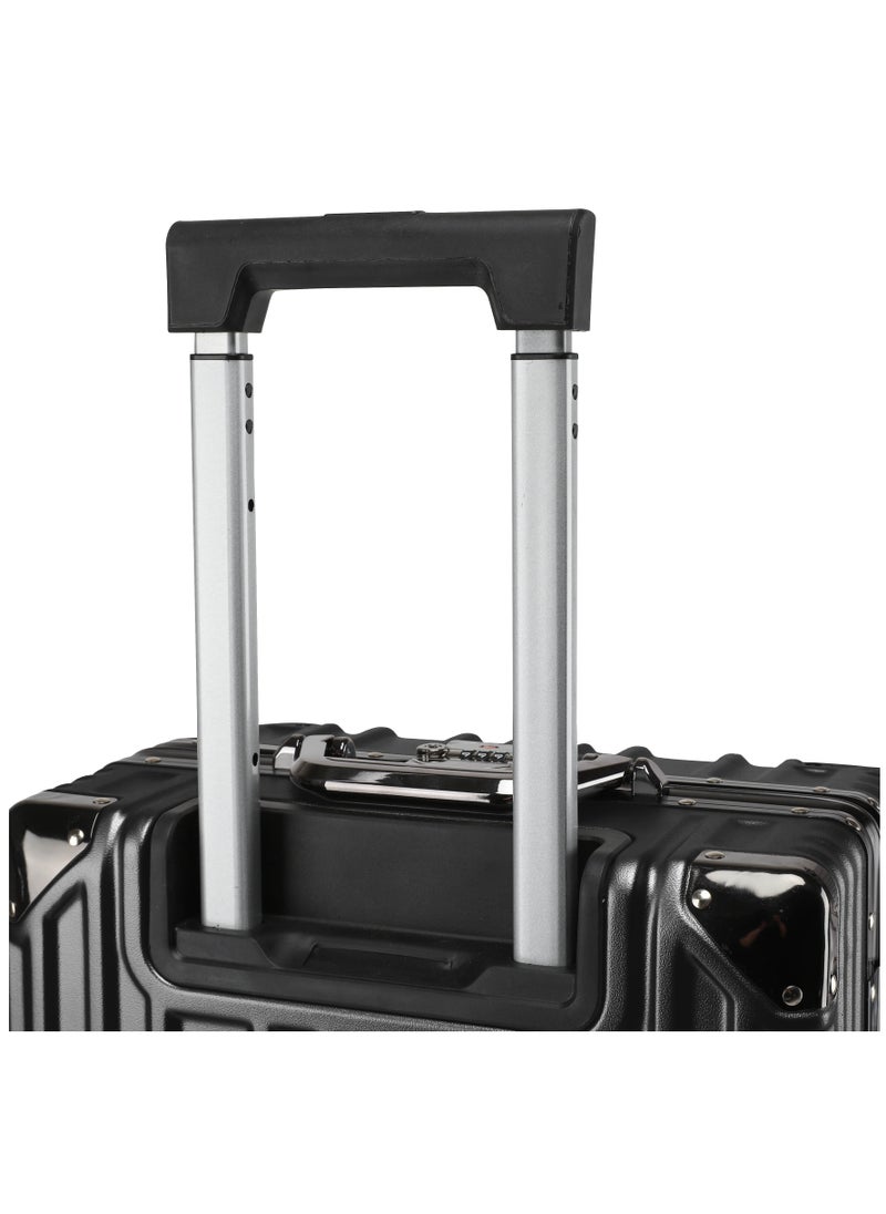CABINPRO - Lightweight Aluminum Frame Fashion Luggage Trolley Polycarbonate Hard Case Carry On Suitcase with 4 Quite 360° Double Spinner Wheels CP001 Black - Image 1