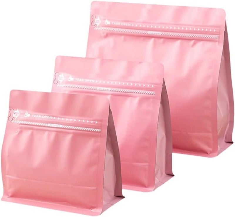 Stand Up Zipper Coffee Pouch Resealable Food Storage Bag 50 Pieces Pink 15 5x16 5x8cm - Image 1