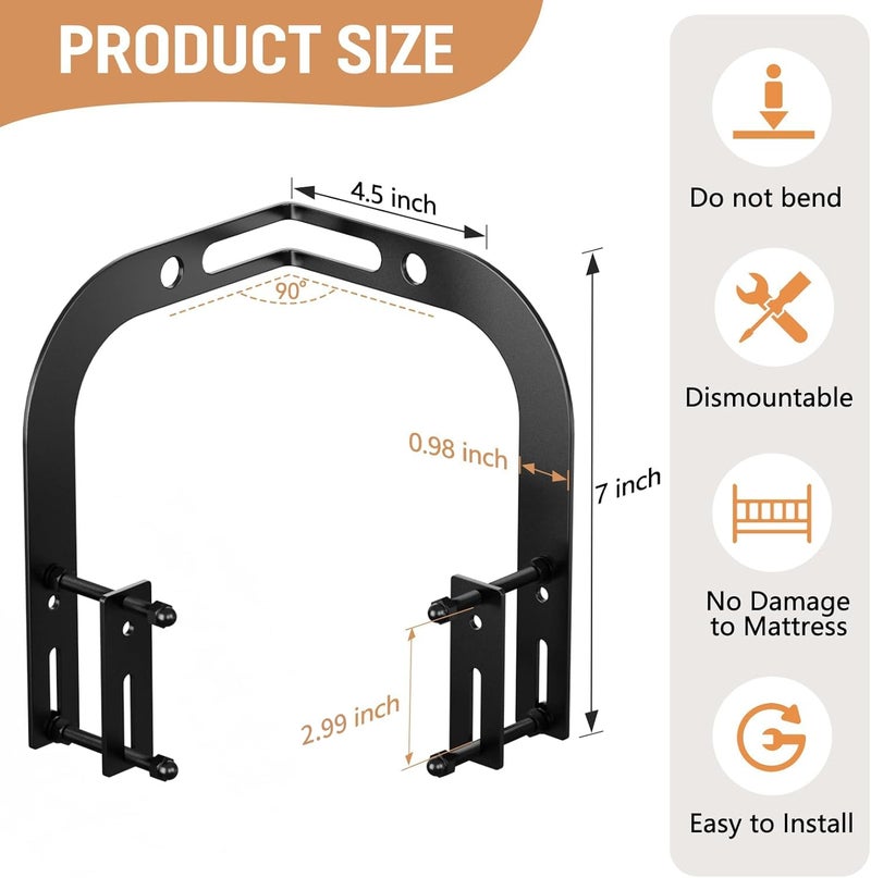 DELLAN Mattress Slide Stopper, Corner Non-Slip Mattress Gripper Retainer Bar, Holder for 1.75"x 2.9" Metal Bed Frame to Prevent Sliding (2 Pack) - Image 2