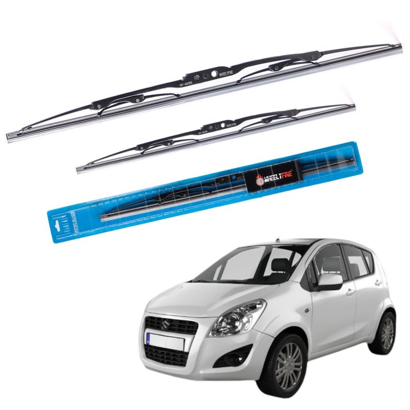 Wheelyfine Car Wiper Blades | Metal Frame | Water Repellent Windshield Wipers | Blade Refills For Maruti Ritz (2009-2017) Dr 22"/Pa 16" - Image 1