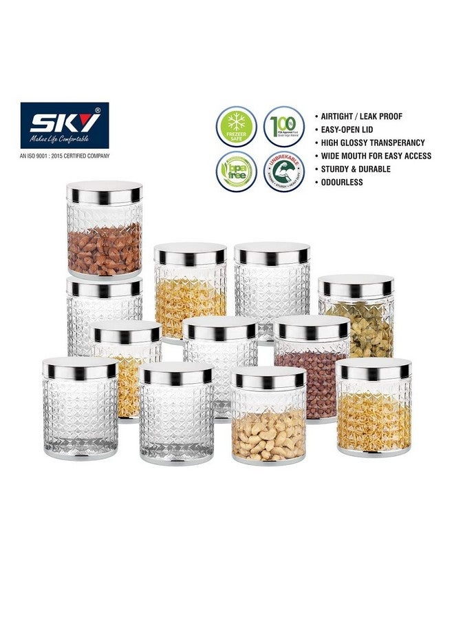 Attro Sky Hector Celebration 12 Pcs Storage Pet Container Gift Set for Kitchen (300 ml x 4, 600 ml x 4, 1250 ml x 4), Silver (Regular - 12 Pieces) - Image 3