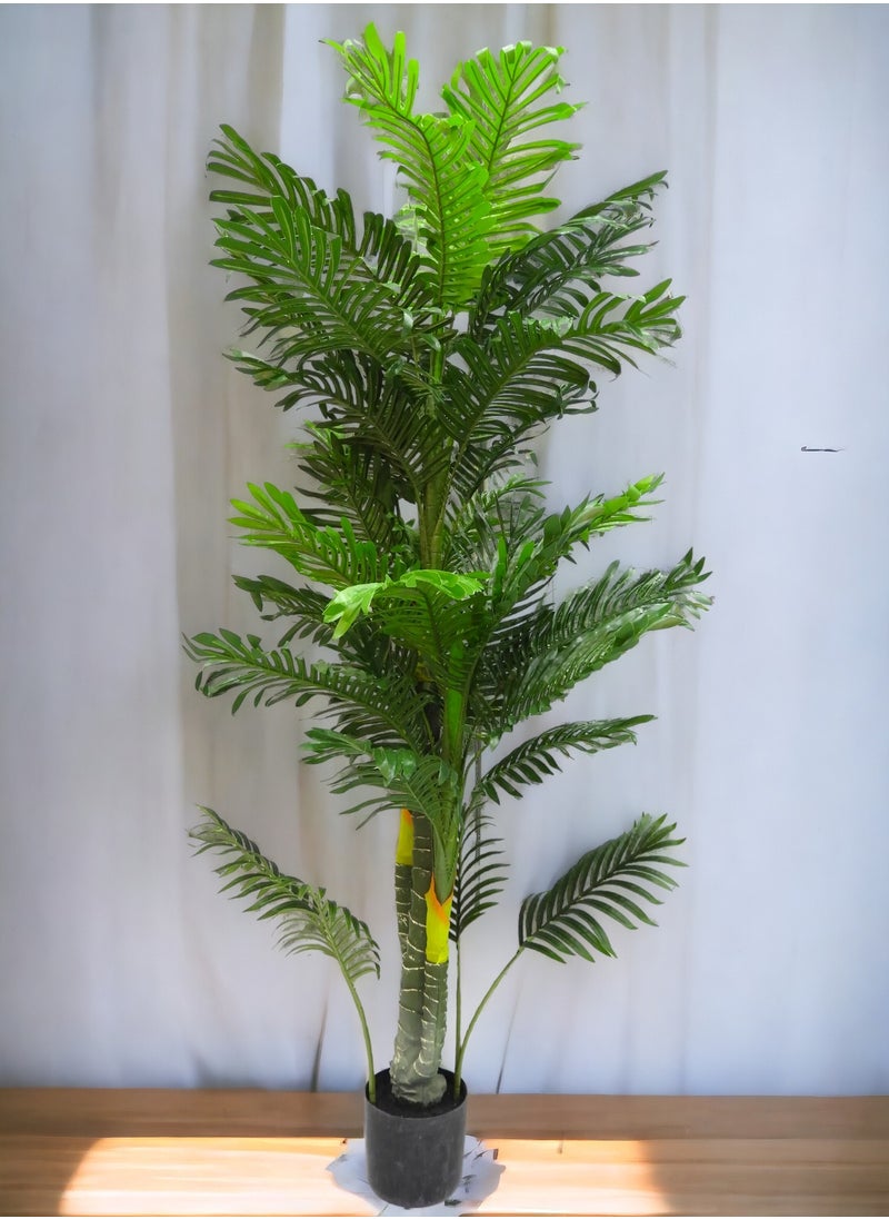BABAZAM - Decorative Artificial Palm Tree Potted in Plastic Vase for Home and Office Décor Indoor and Outdoor Gifting 190x27x27cm - Image 1