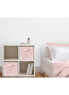 Sweet Jojo Designs Pink Floral Rose Foldable Fabric Storage Cube Bins Boxes Organizer Toys Kids Baby Childrens - Set of 2 - Solid Light Blush Flower Elegant Vintage Boho Shabby Chic Luxury Glam Roses  - Image 2