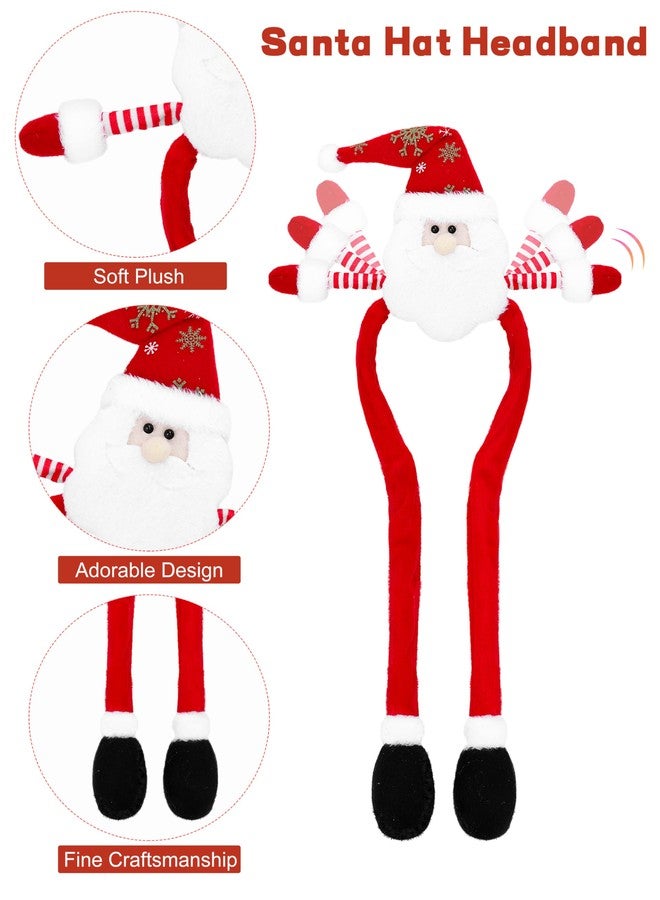 VWAERR 2 Pack Christmas Headbands with Reindeer Antler Santa Hat Designs Christmas Head Boppers Ears Headband for Christmas Holiday Party Supplies - Image 5