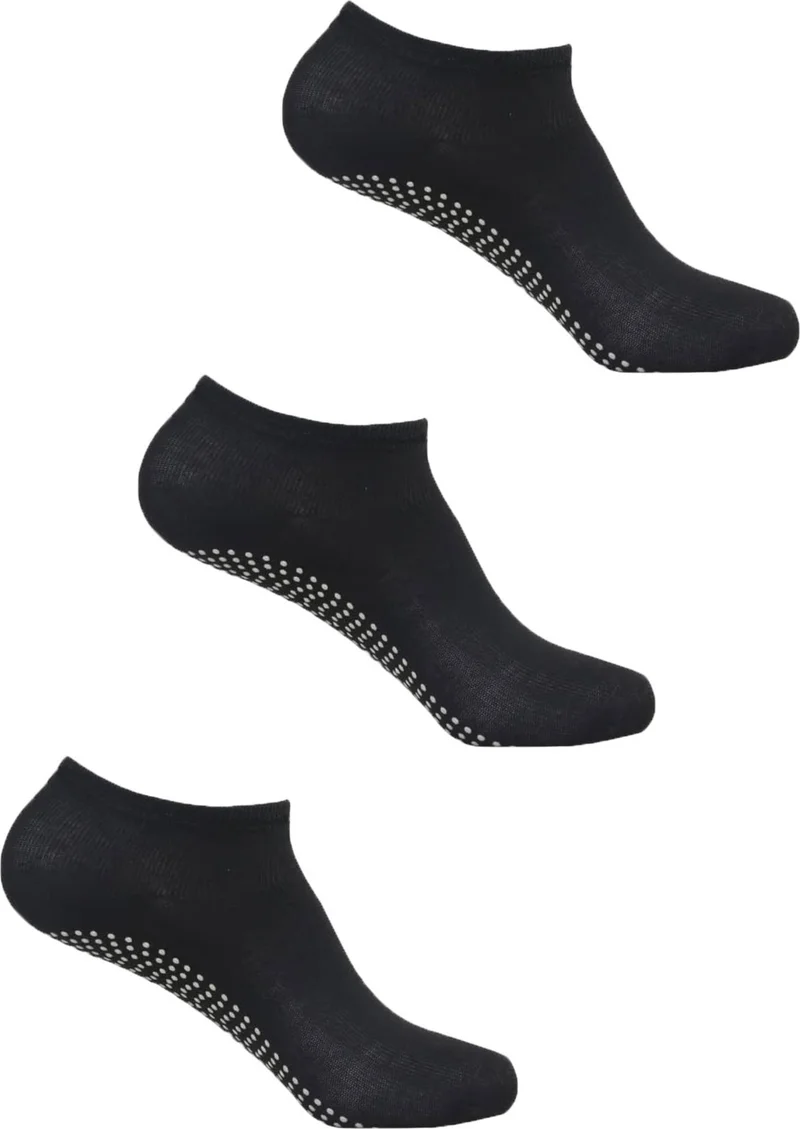 Hepsine Rakip Rival to All 3 Pack Women's Bamboo Invisible Pilates Socks Anti-Slip Dotted Seamless