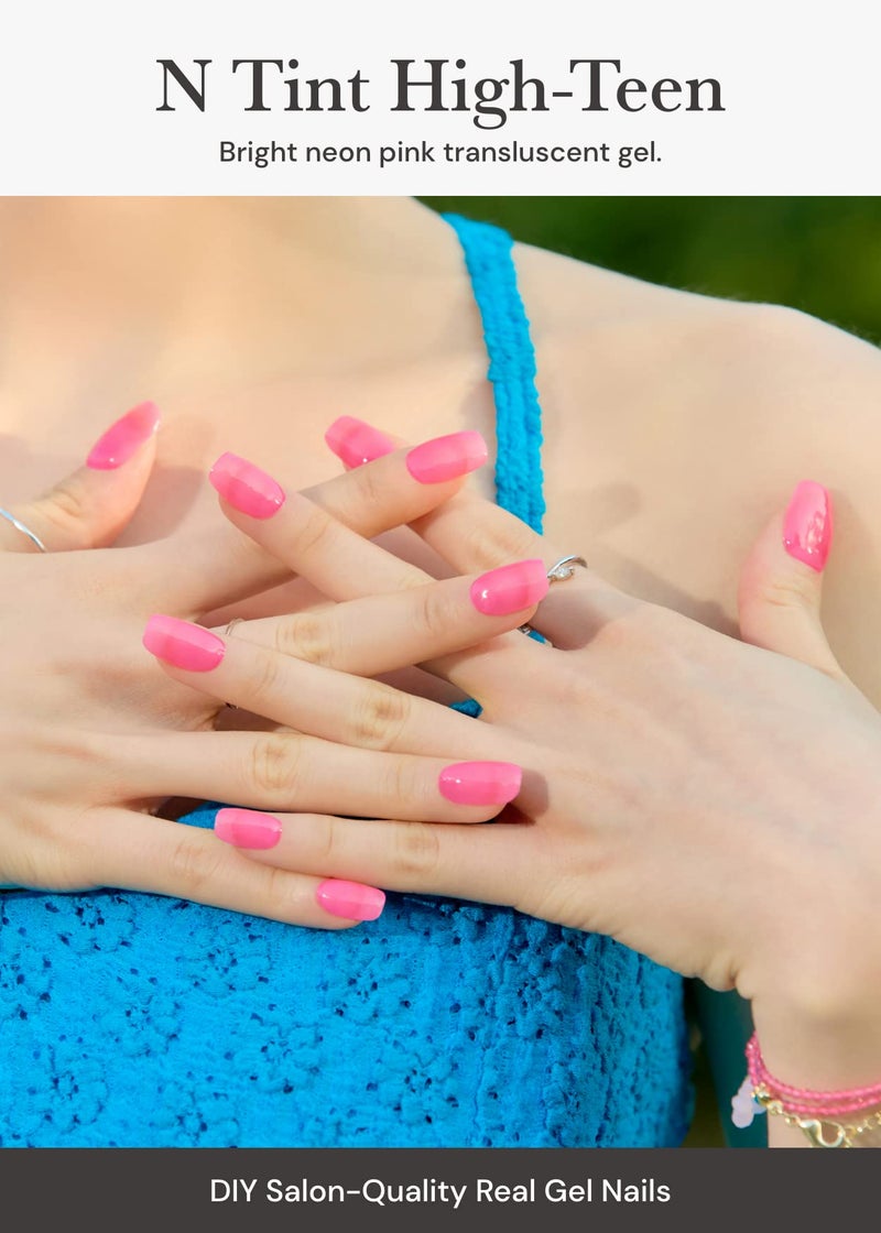 ohora Semi Cured Gel Nail Strips (N Tint High-Teen) - Pink, Tint, Works with Any UV/LED Lamps, Salon-Quality, Long Lasting, Easy to Apply & Remove - Includes 2 Prep Pads, Nail File & Wooden Stick - Image 2