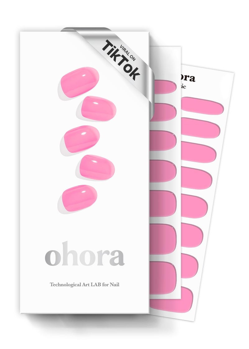 ohora Semi Cured Gel Nail Strips (N Tint High-Teen) - Pink, Tint, Works with Any UV/LED Lamps, Salon-Quality, Long Lasting, Easy to Apply & Remove - Includes 2 Prep Pads, Nail File & Wooden Stick - Image 1