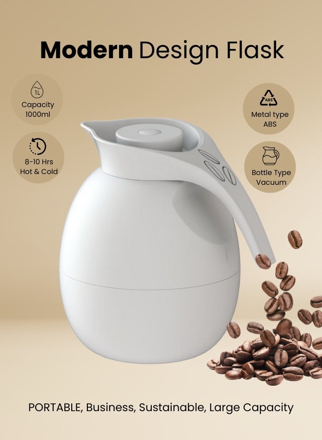 Raz مجموعة من قارورتين عاليتي الجودة مفرغة من الهواء للقهوة والشاي والماء سعة 1000 مل، باللون الأبيض - Image 5