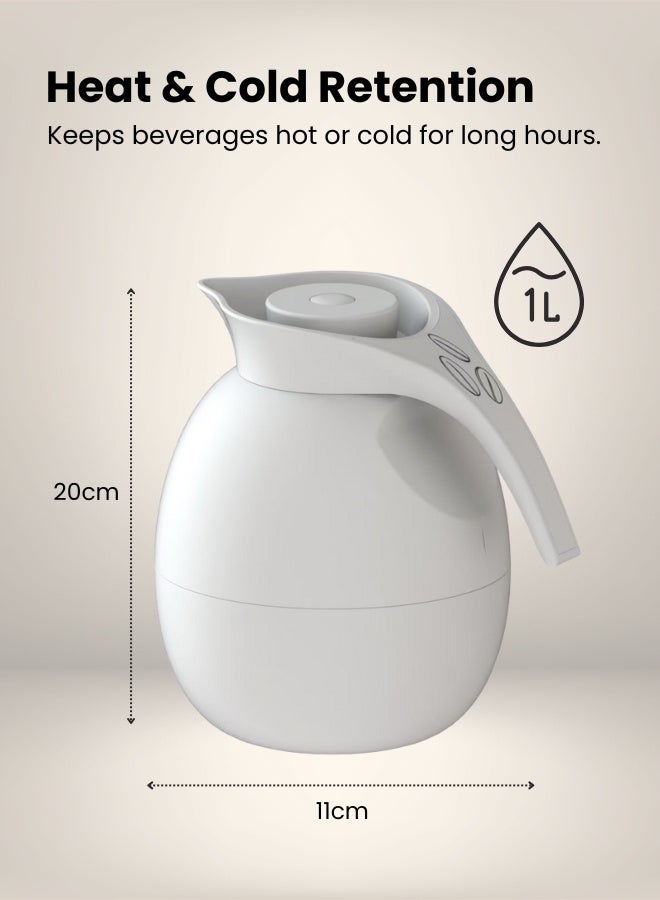 Raz مجموعة من قارورتين عاليتي الجودة مفرغة من الهواء للقهوة والشاي والماء سعة 1000 مل، باللون الأبيض - Image 3