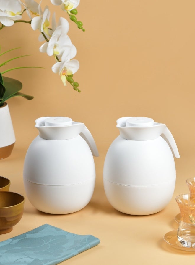 Raz مجموعة من قارورتين عاليتي الجودة مفرغة من الهواء للقهوة والشاي والماء سعة 1000 مل، باللون الأبيض - Image 2