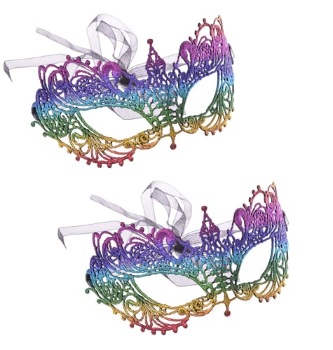 Liatunou Women's Masquerade Mask Lace Eye Mask for Ball Proms,Halloween Carnival and Venetian MasqueradeParty (Multicolor) - Image 4