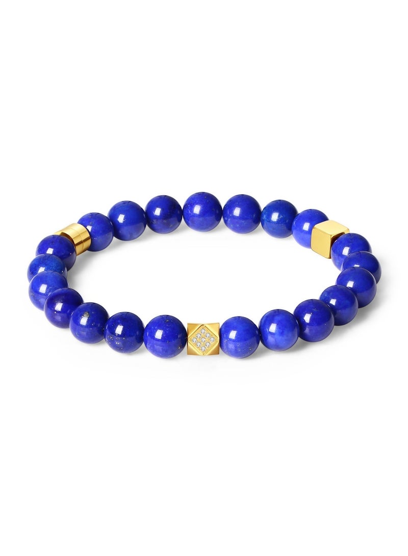 غَيْرُ مَألُوف 【Starry Sea】 سوار من اللازورد الطبيعي مع خرزات ذهبية ｜ أزرق ملكي · فخامة · وقوة - Image 2