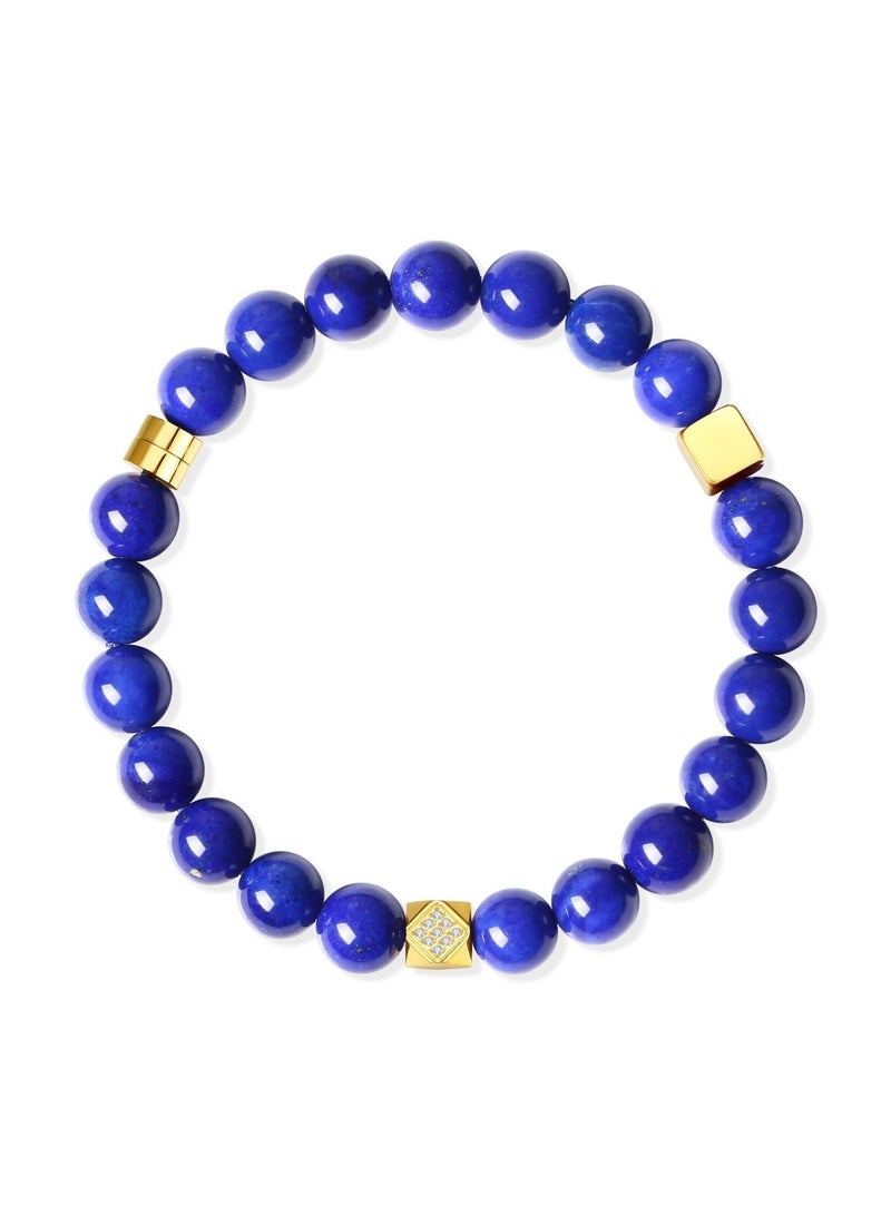 غَيْرُ مَألُوف 【Starry Sea】 سوار من اللازورد الطبيعي مع خرزات ذهبية ｜ أزرق ملكي · فخامة · وقوة - Image 1