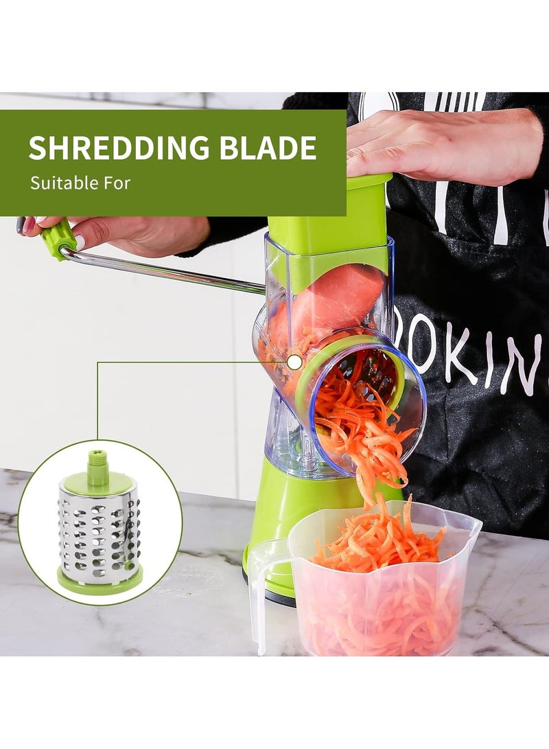 راكسوم محضر طعام دوار يدوي 3 في 1، مبشرة طبلة الجبن اليدوية، قطاعة مفرمة لحم تعمل يدويًا، جهاز مطبخ شرقي سهل التنظيف مع مجموعة أدوات مطبخ مكونة من 3 شفرات طبلة - Image 5