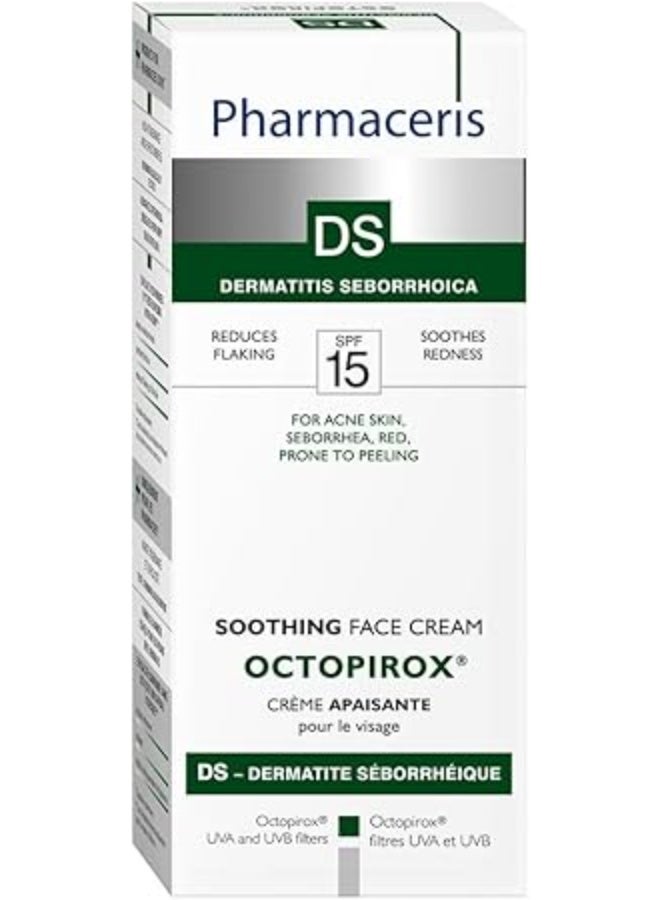 فارماسيريس كريم الوجه المهدئ فارماسيريس تي أوكتوبيروكس بعامل حماية من الشمس 15، 30 مل - كريم مرطب ومزيل لللمعان ومجدد للدهون لمنطقة حرف T للبشرة الدهنية والحساسة والمعرضة لحب الشباب