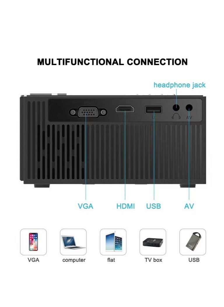Generic - LCD Projector, 2800 Lumens Support 1080P Input Dolby Audio Wireless Portable Smart Home Theater Projector (Black) - Image 1