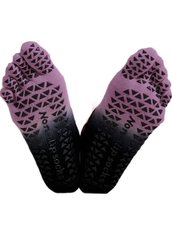 Dweck Yoga Socks, Non-Slip Sports Pilates Socks, Toe-Separated Five-Toe Professional Fitness Socks, Light Luxury Black And Purple - Image 3