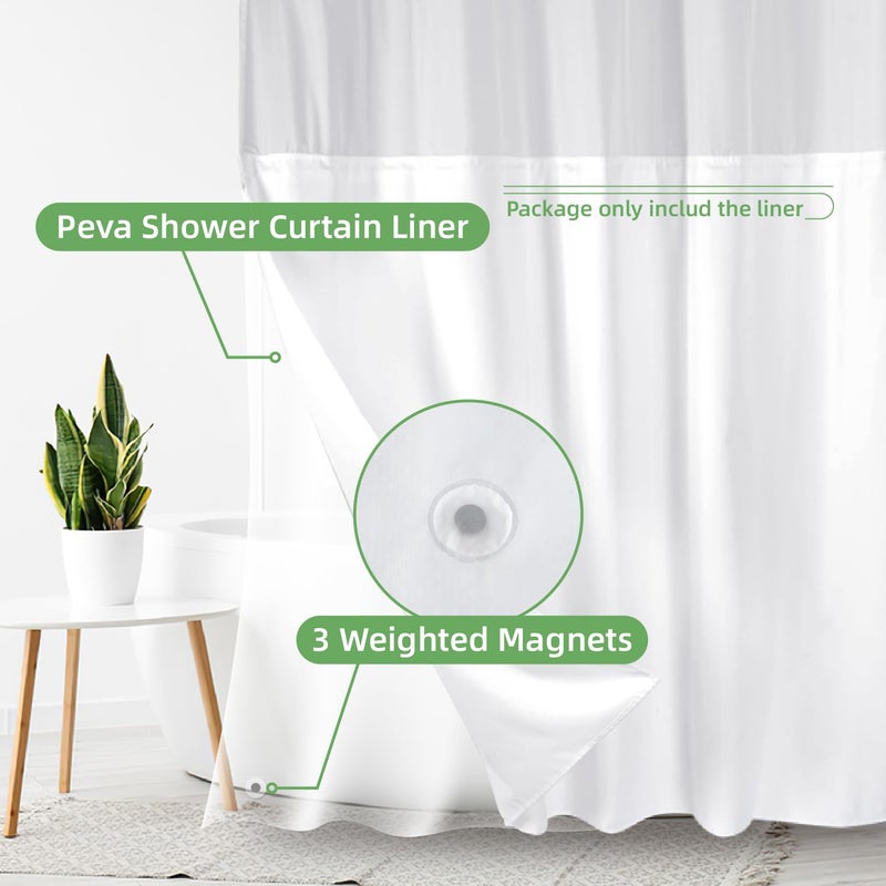eachope 1 Pack PEVA Snap-in Shower Curtain Liner Replacement,Compatible with No Hook Shower Curtain with Snap in Liner, Removable & Water-Repellent,Machine Washable,70x54,Frost - Image 4