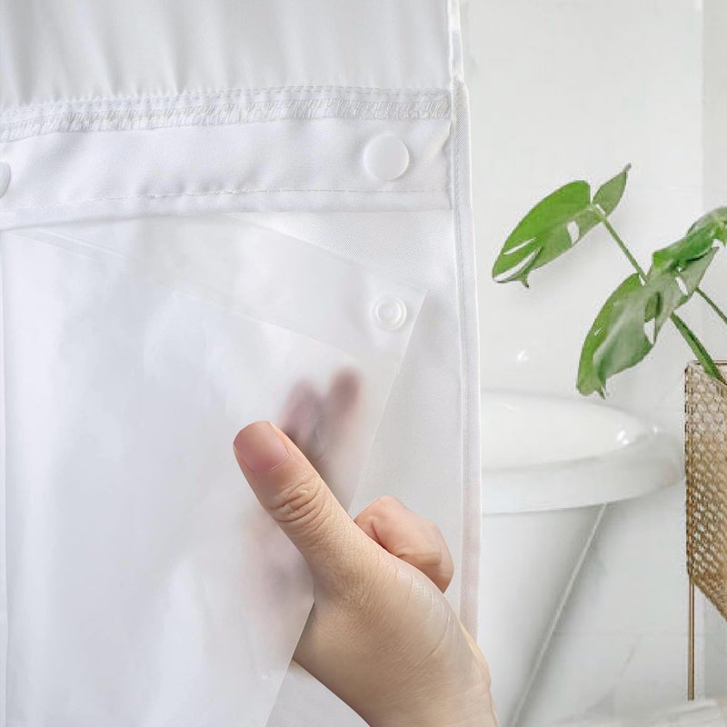 eachope 1 Pack PEVA Snap-in Shower Curtain Liner Replacement,Compatible with No Hook Shower Curtain with Snap in Liner, Removable & Water-Repellent,Machine Washable,70x54,Frost - Image 1