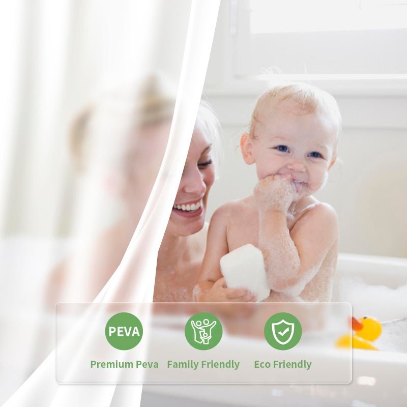 eachope 1 Pack PEVA Snap-in Shower Curtain Liner Replacement,Compatible with No Hook Shower Curtain with Snap in Liner, Removable & Water-Repellent,Machine Washable,70x54,Frost - Image 2