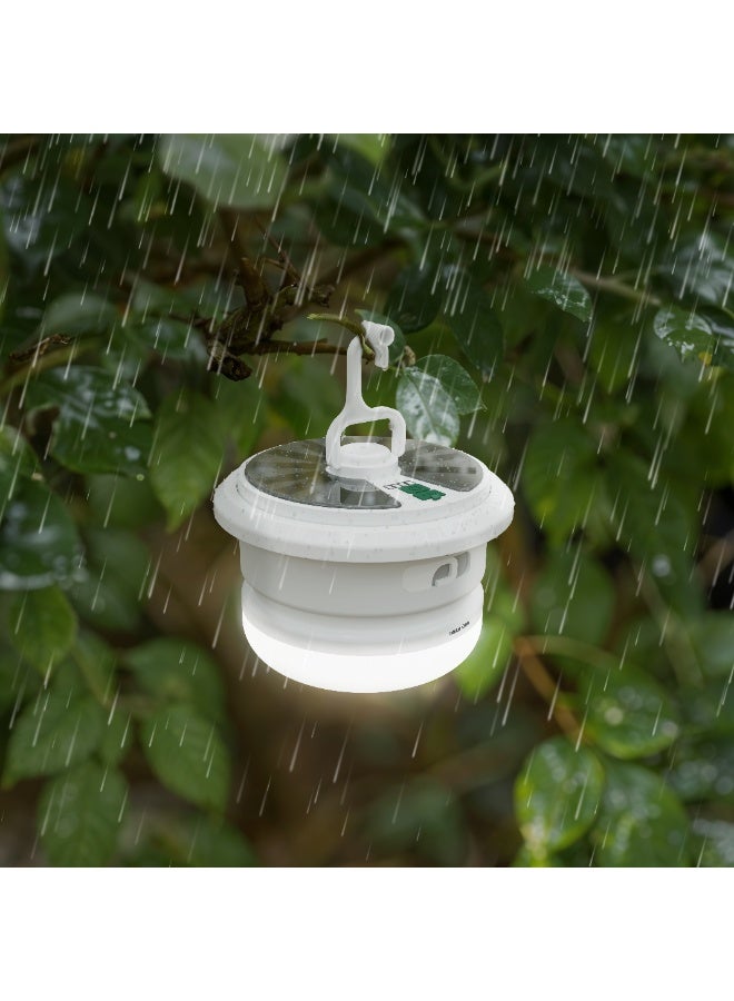 GREEN LION Solar LED Lumex Camping Light with Built In Hanging Hook, Waterproof Portable Outdoor Light with 10m RGB Light String Easy to Roll & Store, Solar & Type-C Charging, Multi Mode Light Color, Battery Level Indicator, 8H Working Time, Light Weight Multiple Usage Outdoor Lamp for Garden, Patio, Camp, Tent, Fishing and Emergency Car Repair - White - Image 2