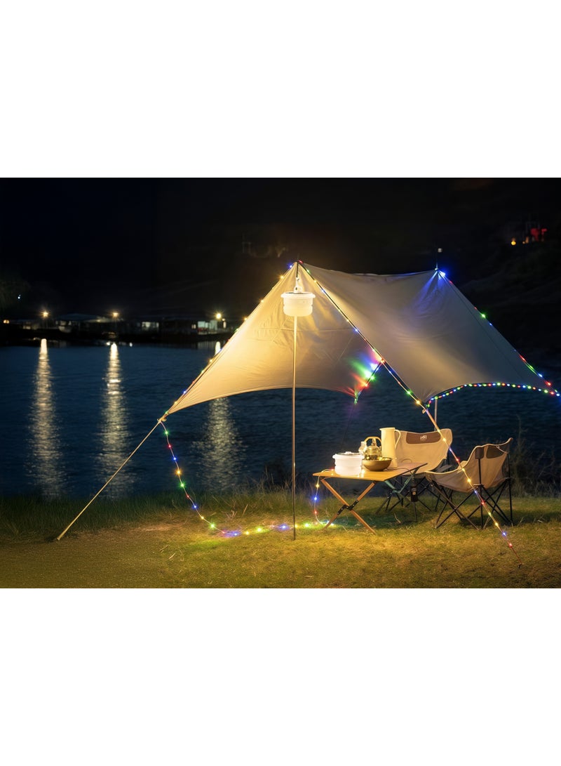 GREEN LION Solar LED Lumex Camping Light with Built In Hanging Hook, Waterproof Portable Outdoor Light with 10m RGB Light String Easy to Roll & Store, Solar & Type-C Charging, Multi Mode Light Color, Battery Level Indicator, 8H Working Time, Light Weight Multiple Usage Outdoor Lamp for Garden, Patio, Camp, Tent, Fishing and Emergency Car Repair - White - Image 5