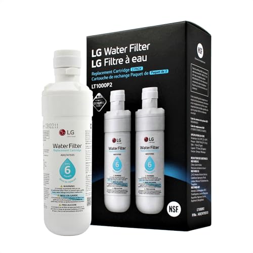 LG LT1000P2 6-Month / 200 Gallon Refrigerator Replacement Water Filter, Reduces Chlorine, 2 Count (Pack of 1), White. - Image 1