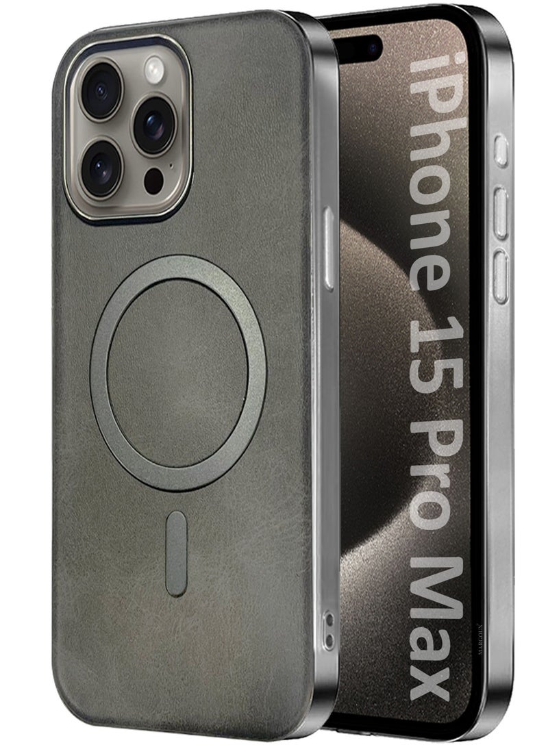 CATANES iPhone 15 Pro Max Leather Case, Compatible with Magsafe, Vintage Aesthetic, Comfort Grip, Camera Bump Frame  - Image 2