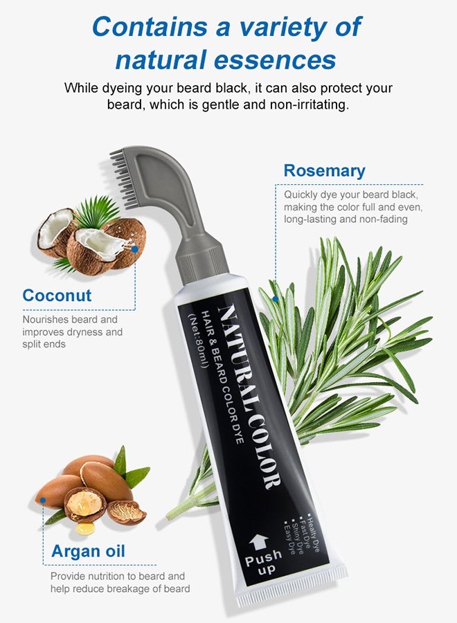 إيلهو لون الشعر والشعر للرجل,صبغة لحية إكليل الجبل 2 في 1,تعزيز فعال لشعر الوجه (أسود) - Image 2