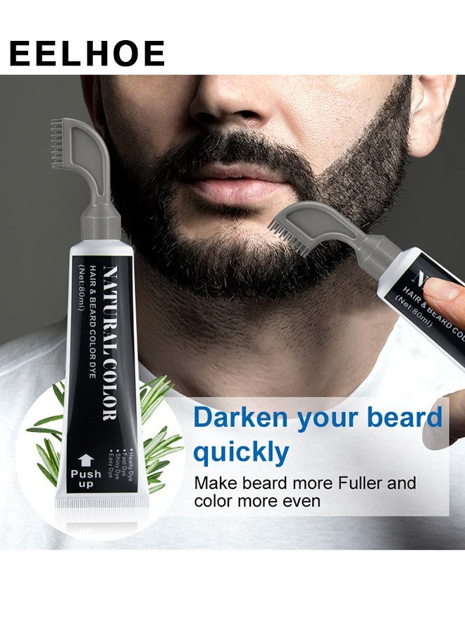 إيلهو لون الشعر والشعر للرجل,صبغة لحية إكليل الجبل 2 في 1,تعزيز فعال لشعر الوجه (أسود) - Image 4