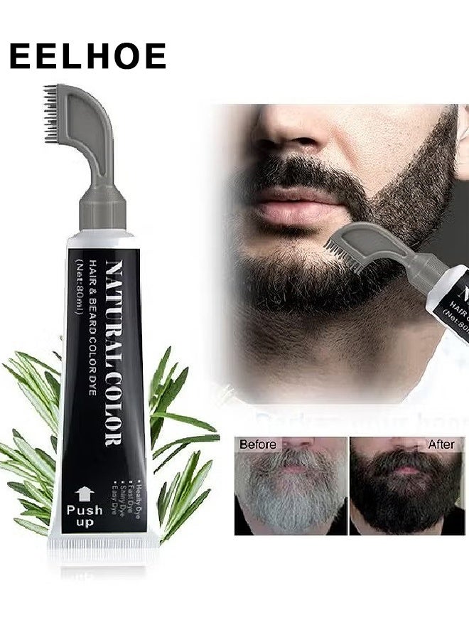 إيلهو لون الشعر والشعر للرجل,صبغة لحية إكليل الجبل 2 في 1,تعزيز فعال لشعر الوجه (أسود) - Image 1