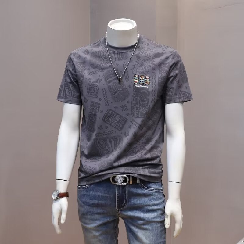 Short-Sleeved T-Shirt Men'S Instagram Popular Brand Hip-Hop Crewneck Base Shirt Casual All-Match Top For Summer - Image 2