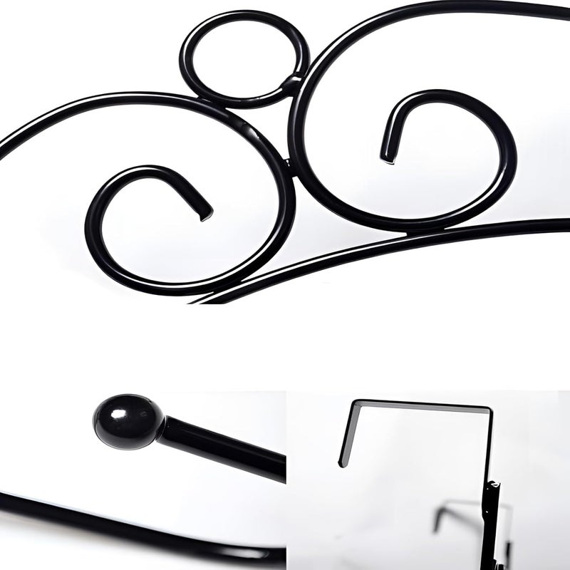 Steel Over The Door Hook Hanger Hanging Organizer Rack with No Hole Drilling Required for Bedroom Bathroom Kitchen Doors of Shirts Belts Towels with 7 Hook Rack Black  - Image 2