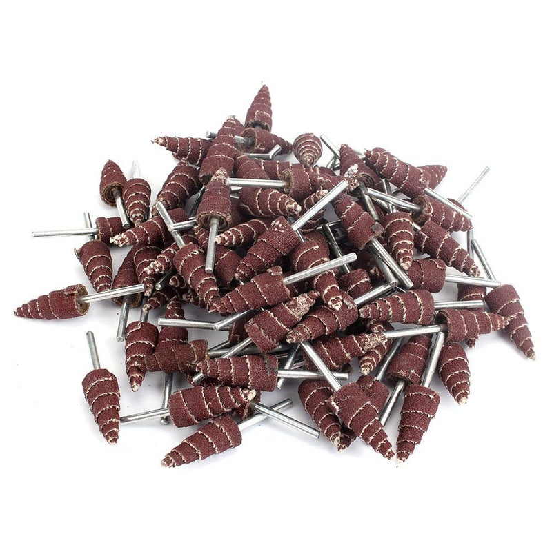 Baisiky 20Pcs 3x10mm Cone Shape Mounted Point Abrasive Sandpaper Flap Sanding Wheel Grinding Head Rotary Tool for Polishing and Deburring 1/8" Shank 240 Grit - Image 1