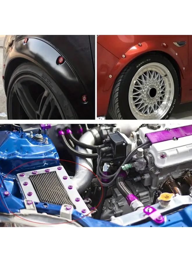 M6 Purple Aluminum 10pcs Car Modified Hex Fasteners Fender Washer JDM Bumper Screws - Image 5